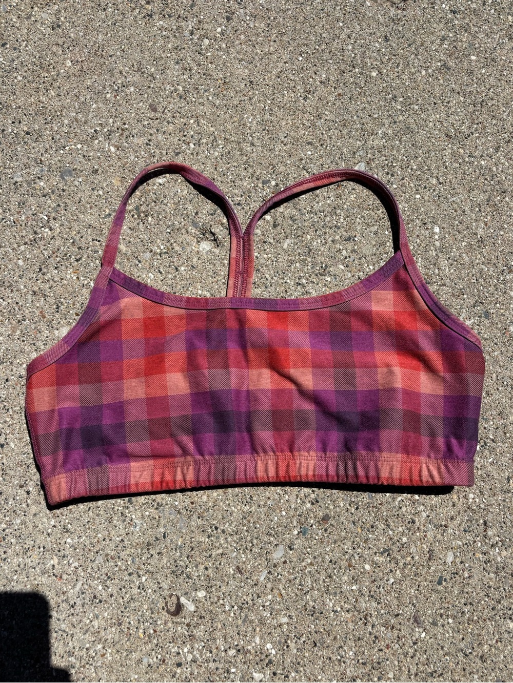 Beyond Yoga Plaid Sports Bra - Pink & Purple
